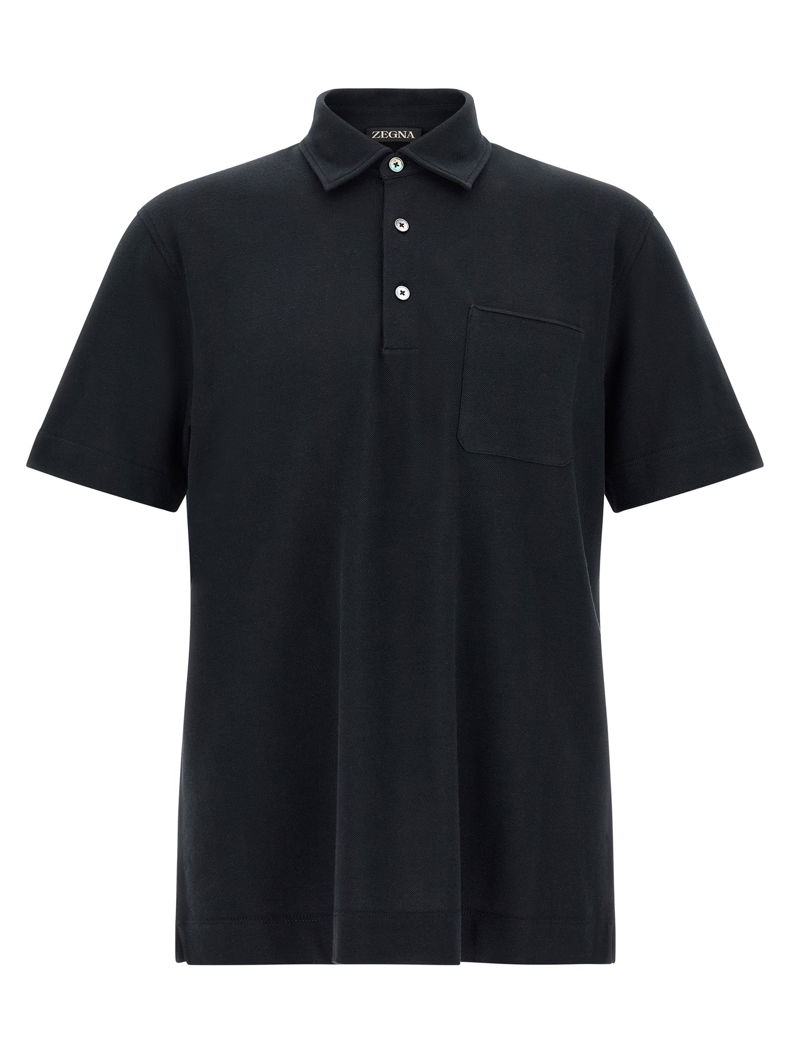 ZEGNA Blue Cotton Polo Shirt ZEGNA