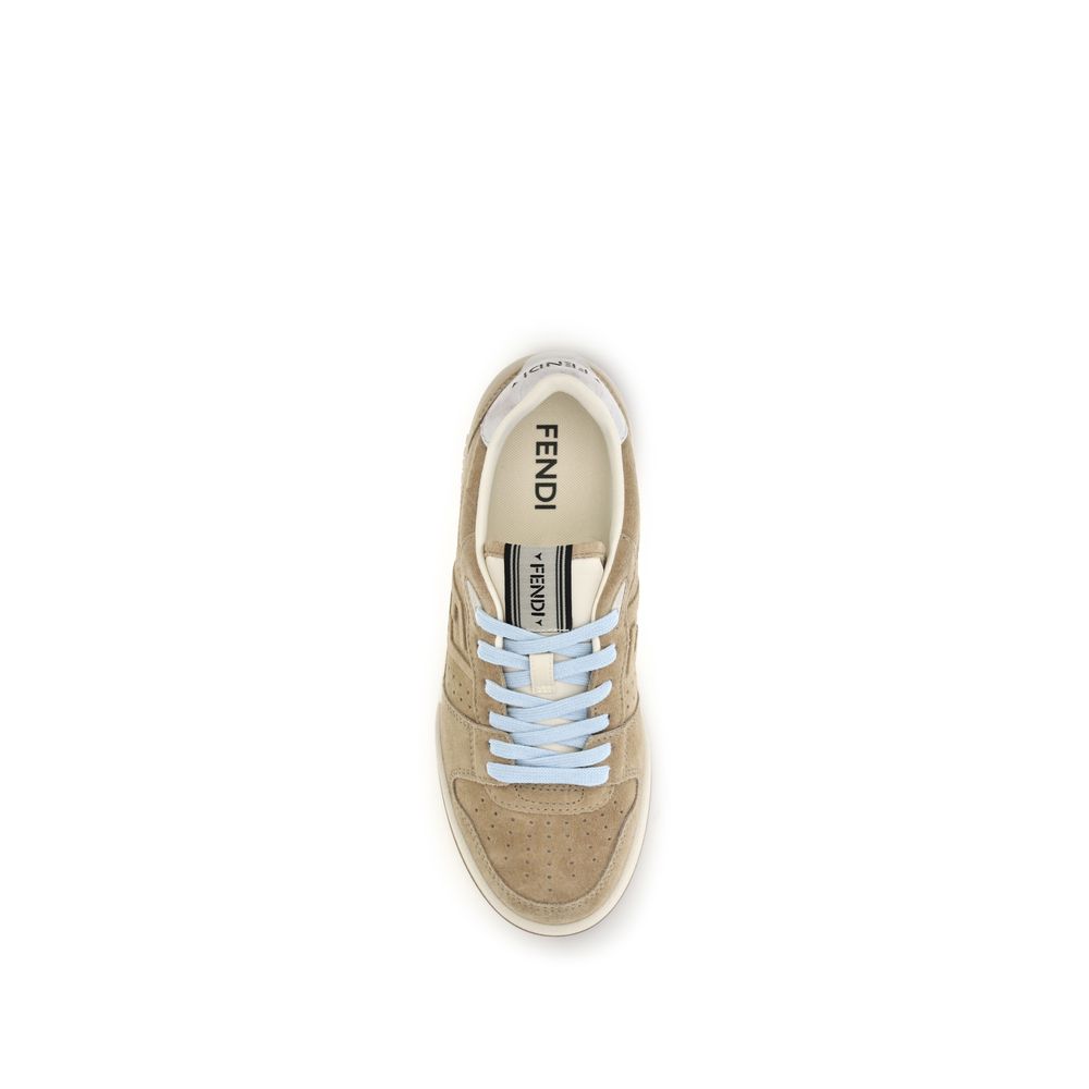 Fendi Beige Suede Leather Sneakers Fendi