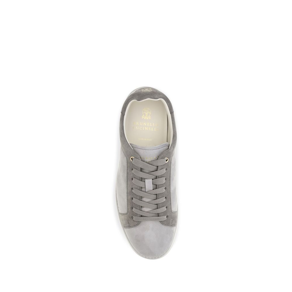 Brunello Cucinelli Gray Suede Leather Low Top Sneakers Brunello Cucinelli