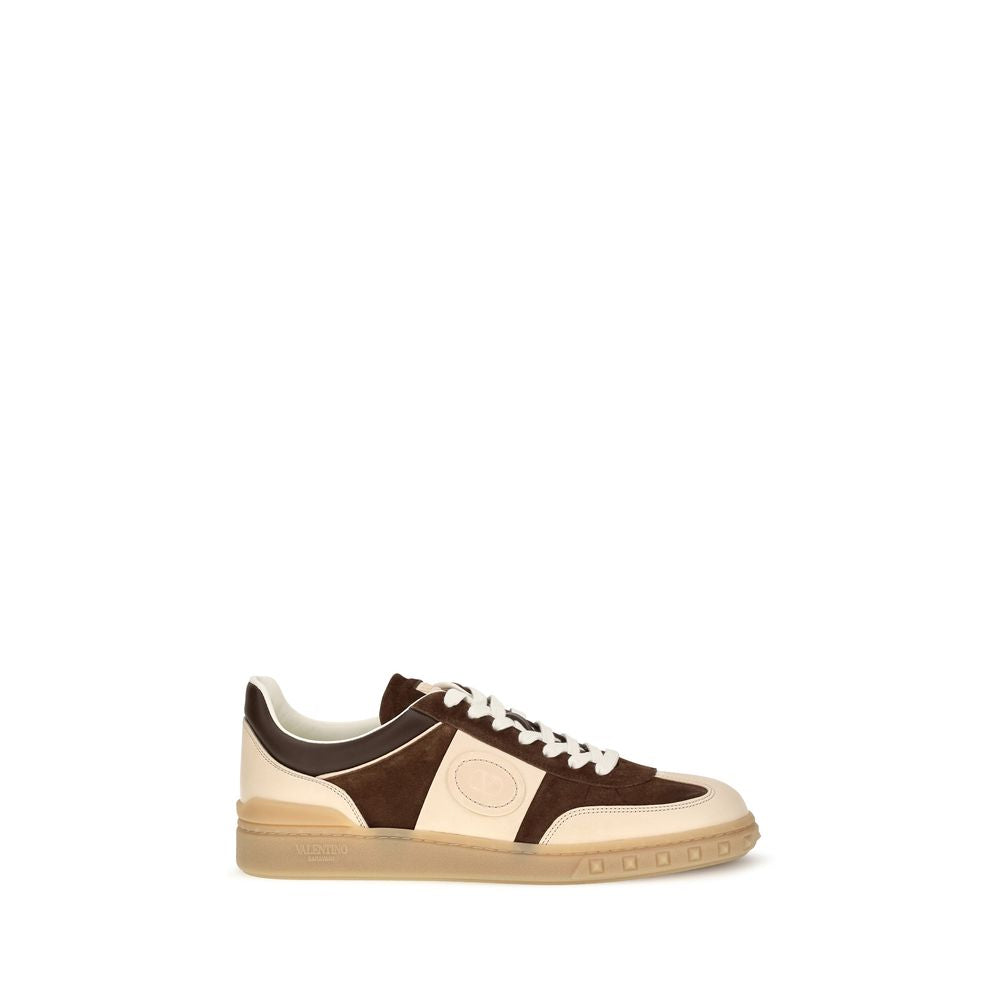 Valentino Garavani Brown Calf Leather Bos Taurus Low Top Sneakers