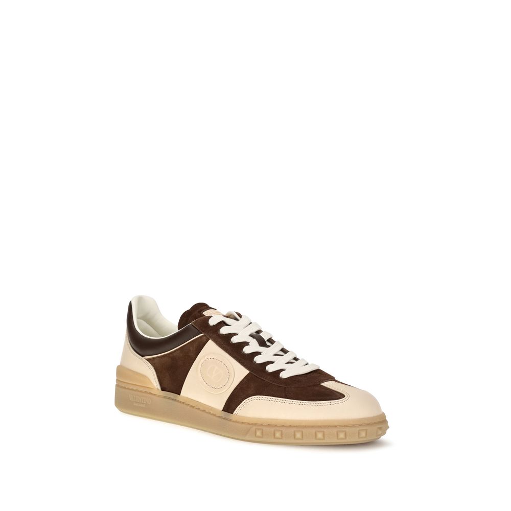 Valentino Garavani Brown Calf Leather Bos Taurus Low Top Sneakers