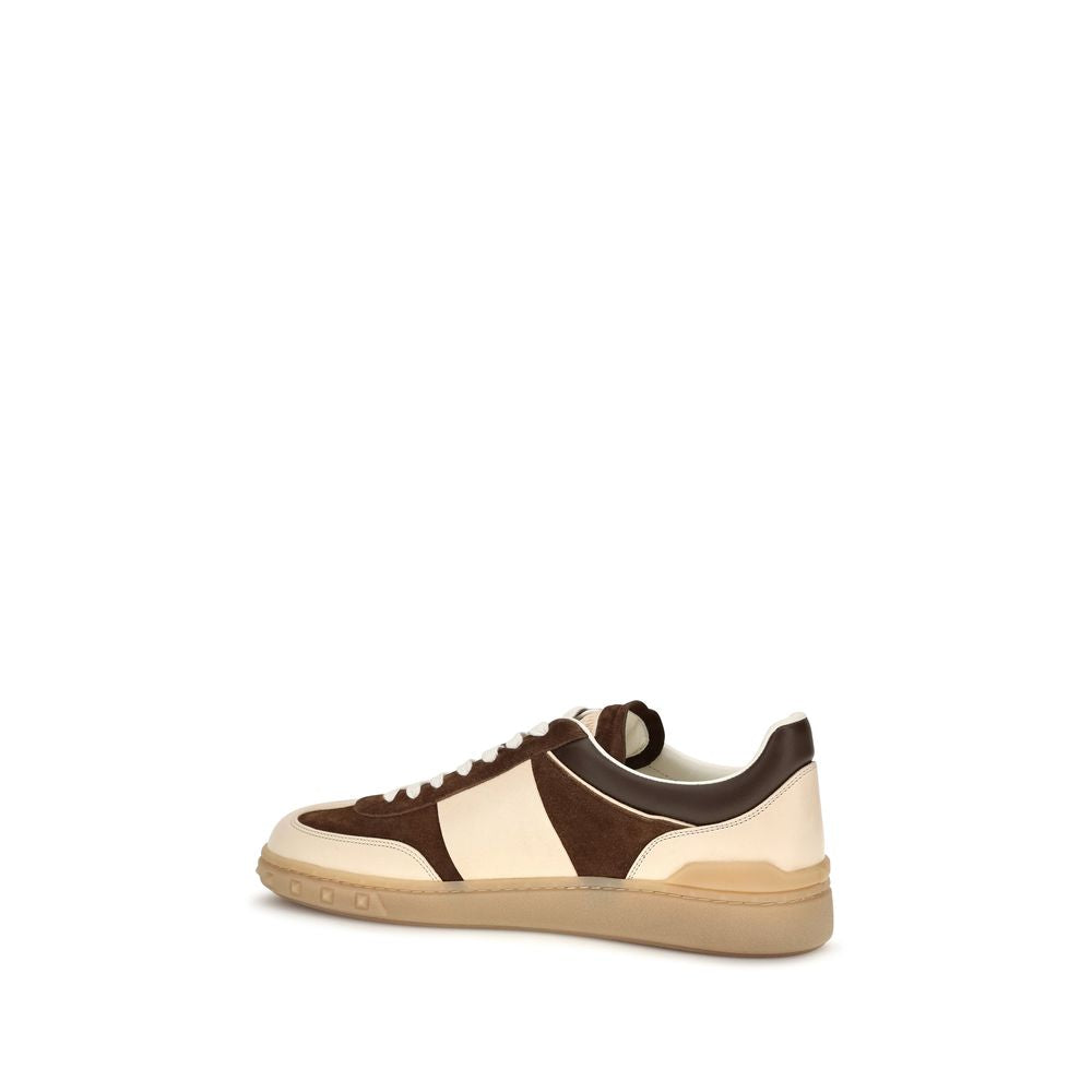 Valentino Garavani Brown Calf Leather Bos Taurus Low Top Sneakers