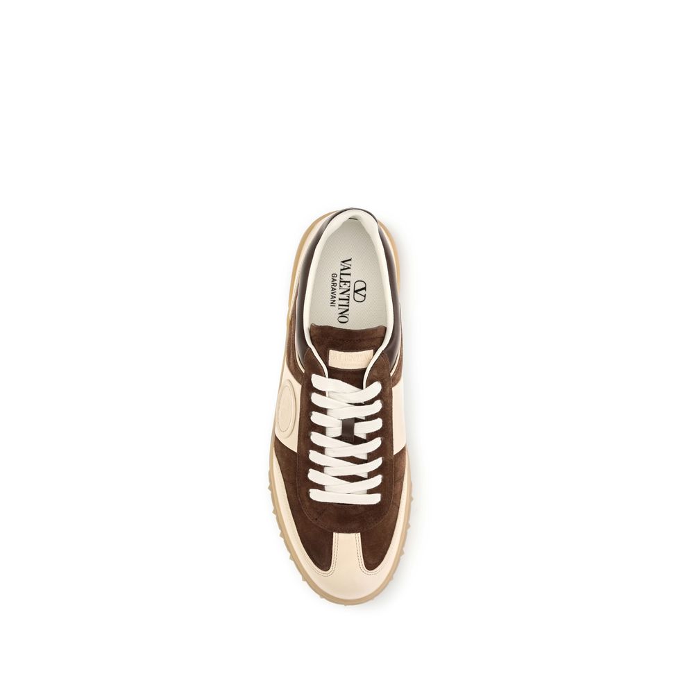 Valentino Garavani Brown Calf Leather Bos Taurus Low Top Sneakers