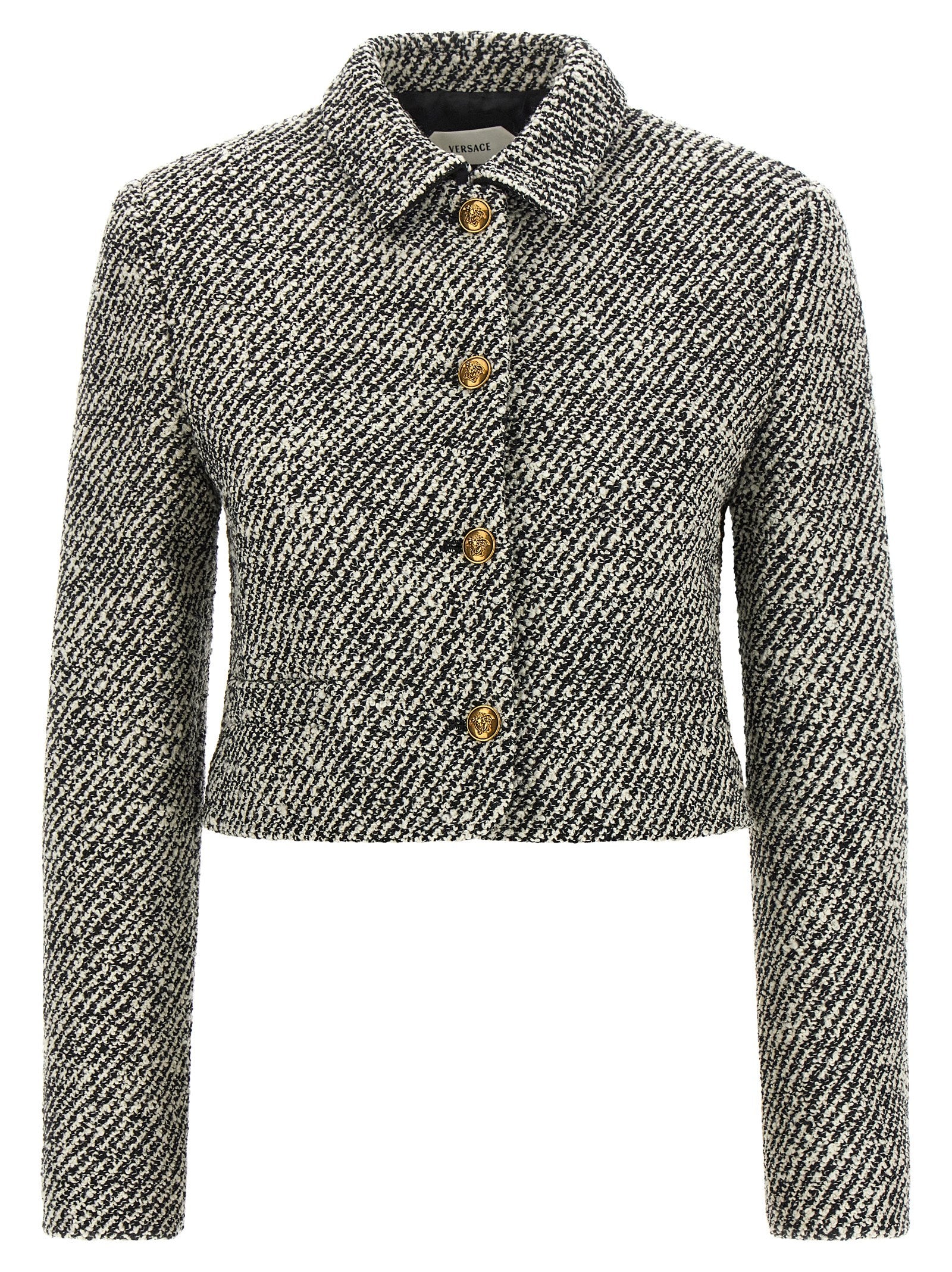 Versace Bicolor Virgin Wool Full-Length Jacket Versace