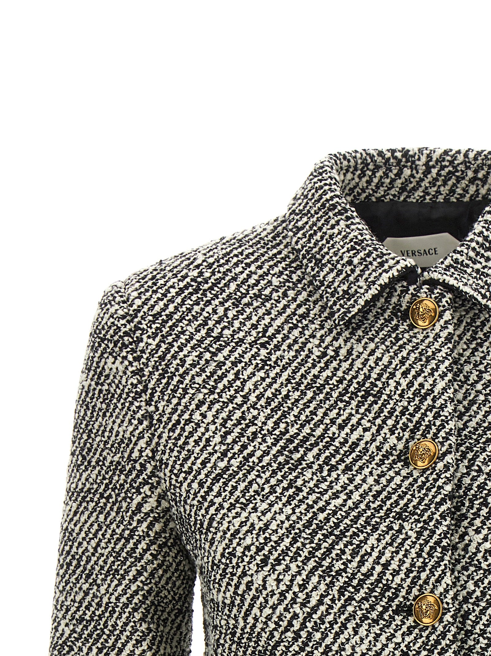 Versace Bicolor Virgin Wool Full-Length Jacket Versace