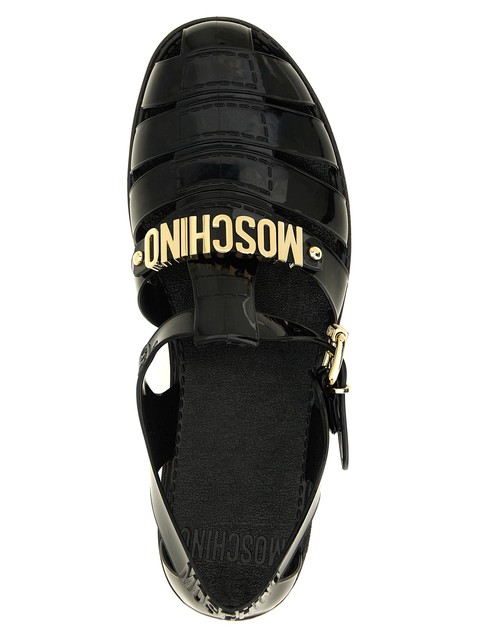 Moschino Black Pvc Flat Sandals Moschino