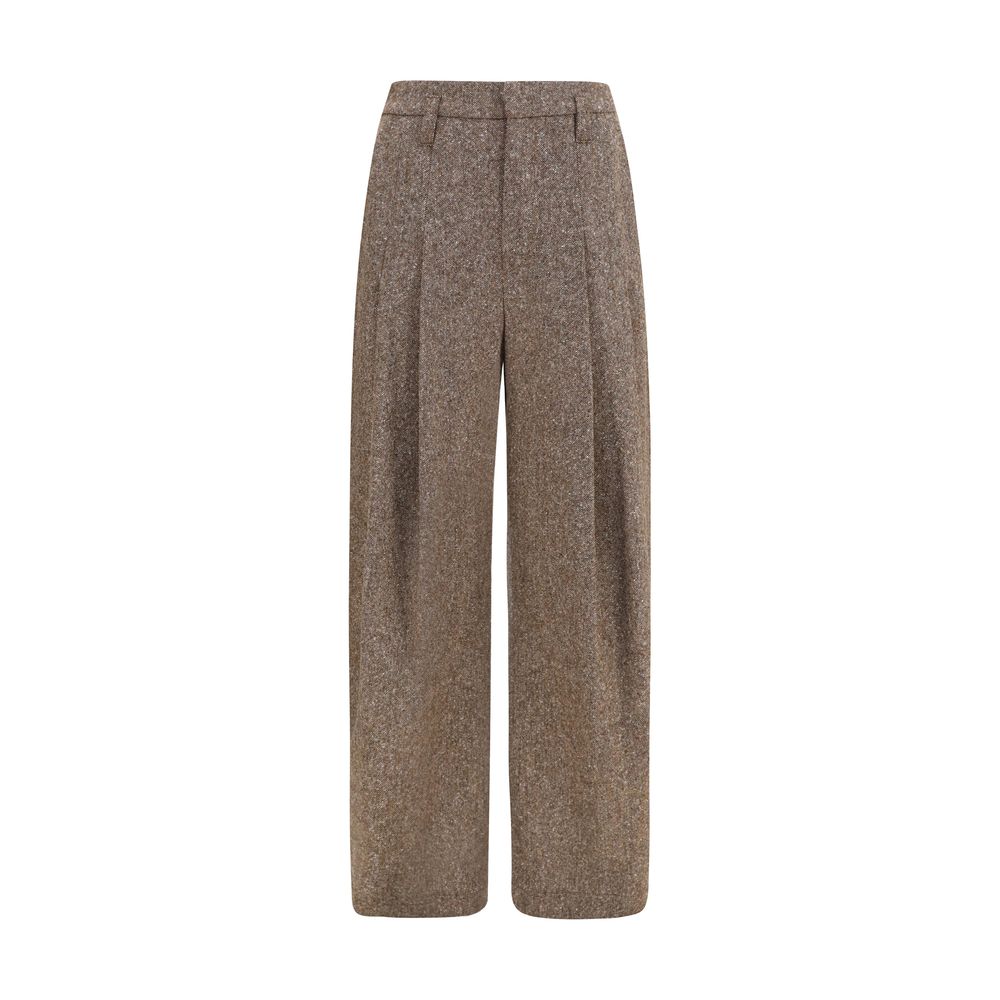 Brunello Cucinelli Brown Wool Oves Aries Casual Pants Brunello Cucinelli