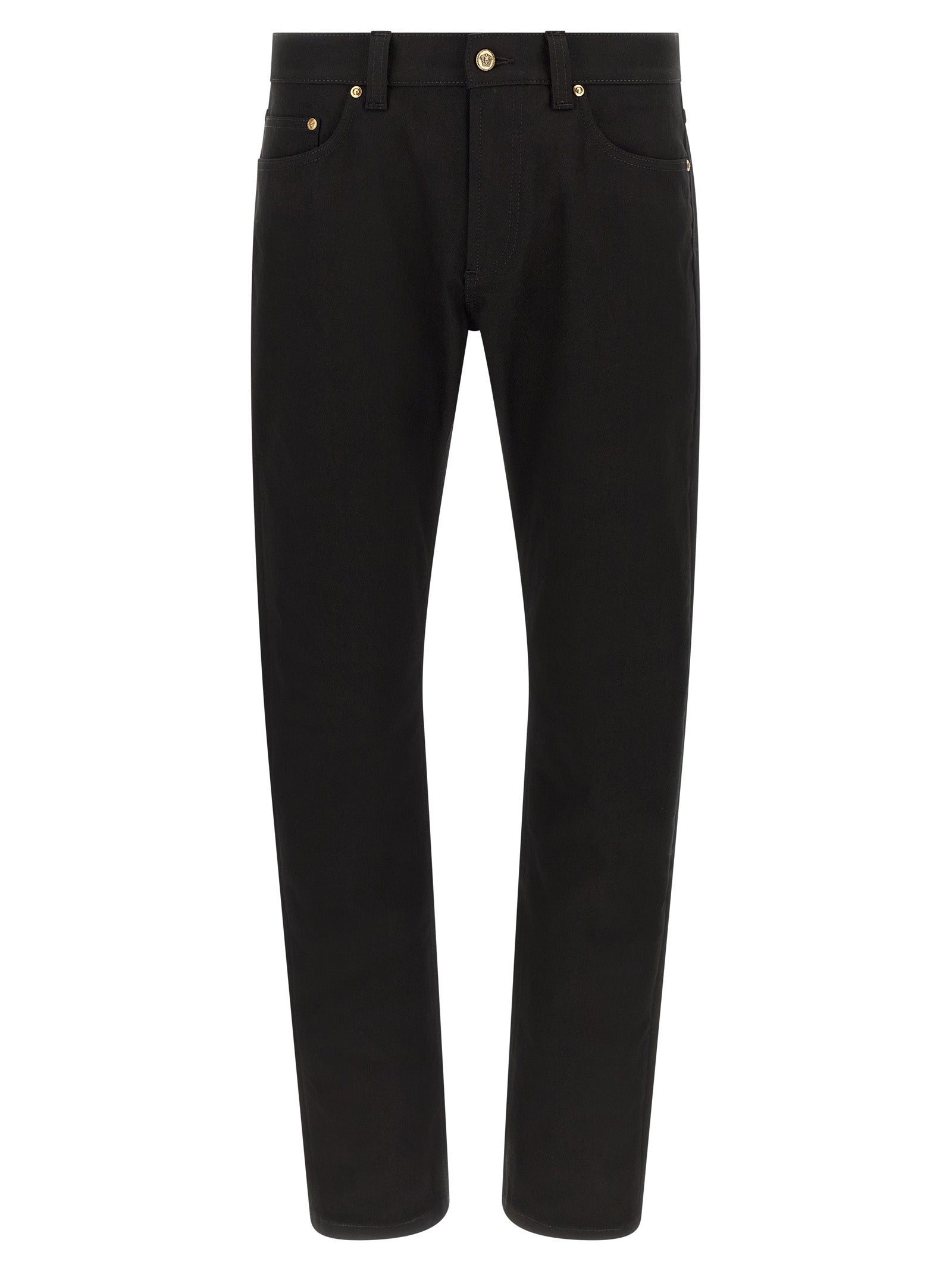Versace Black Cotton Straight-Leg Jeans Versace