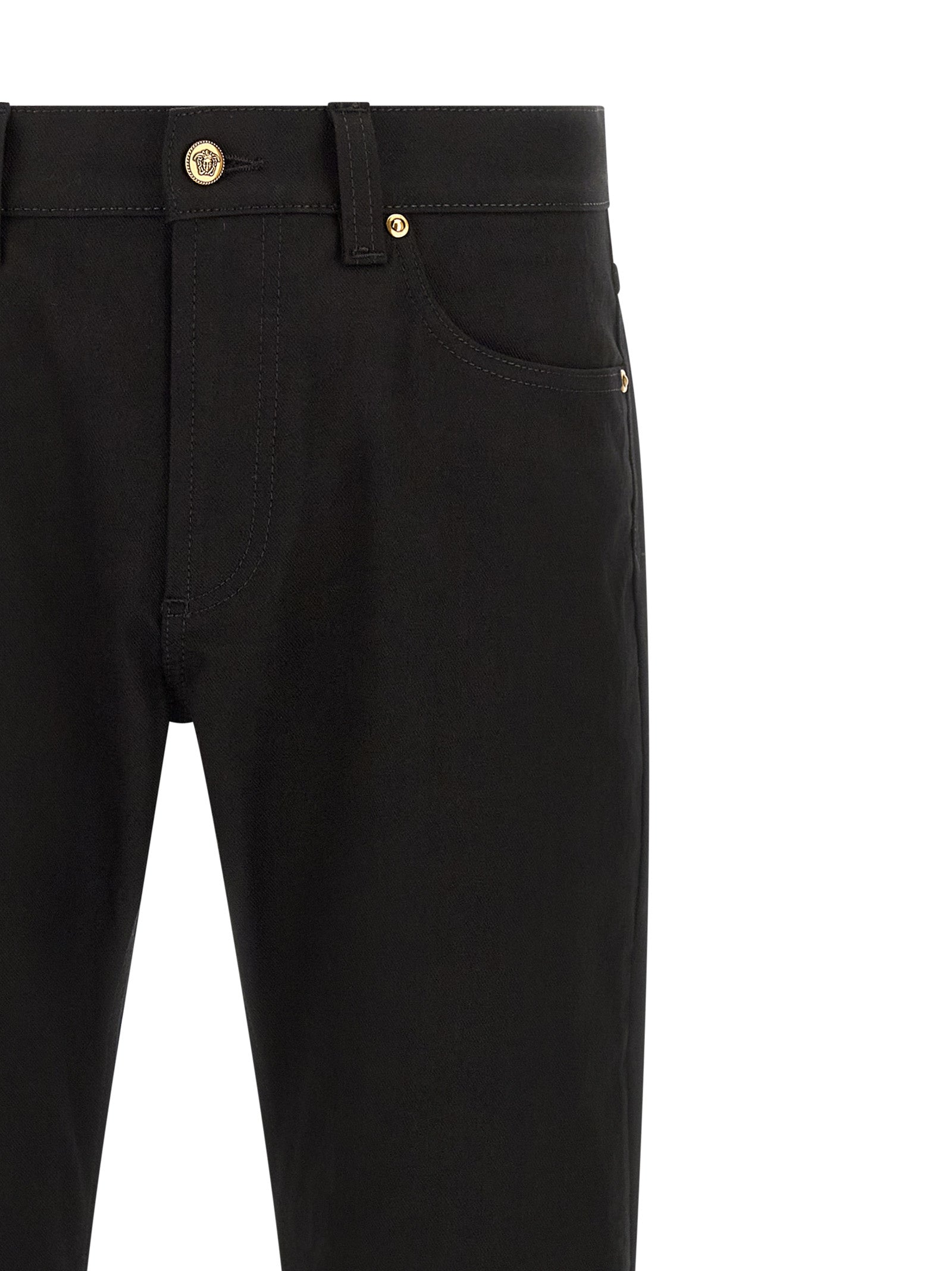 Versace Black Cotton Straight-Leg Jeans Versace