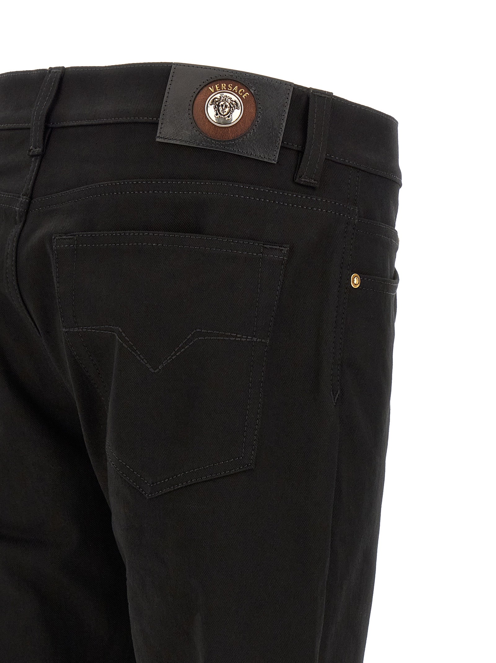 Versace Black Cotton Straight-Leg Jeans Versace