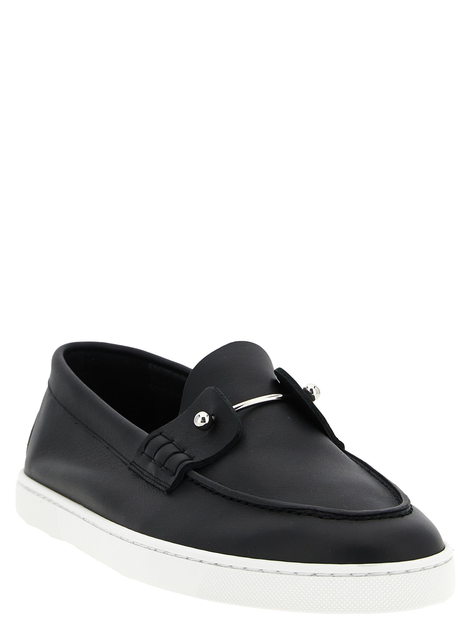 Christian Louboutin Black Calfskin Slip-On Loafers Christian Louboutin