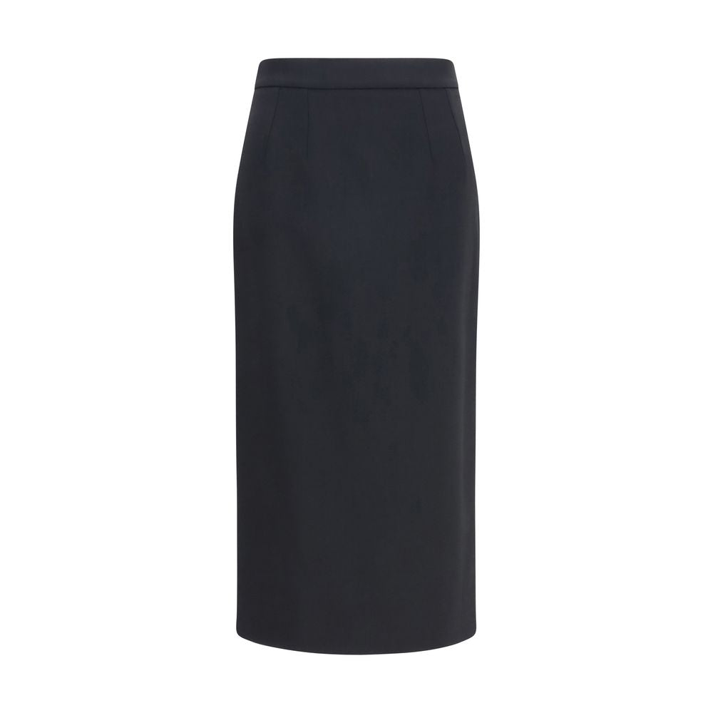 Dolce & Gabbana Black Wool Oves Aries Long Skirt Dolce & Gabbana