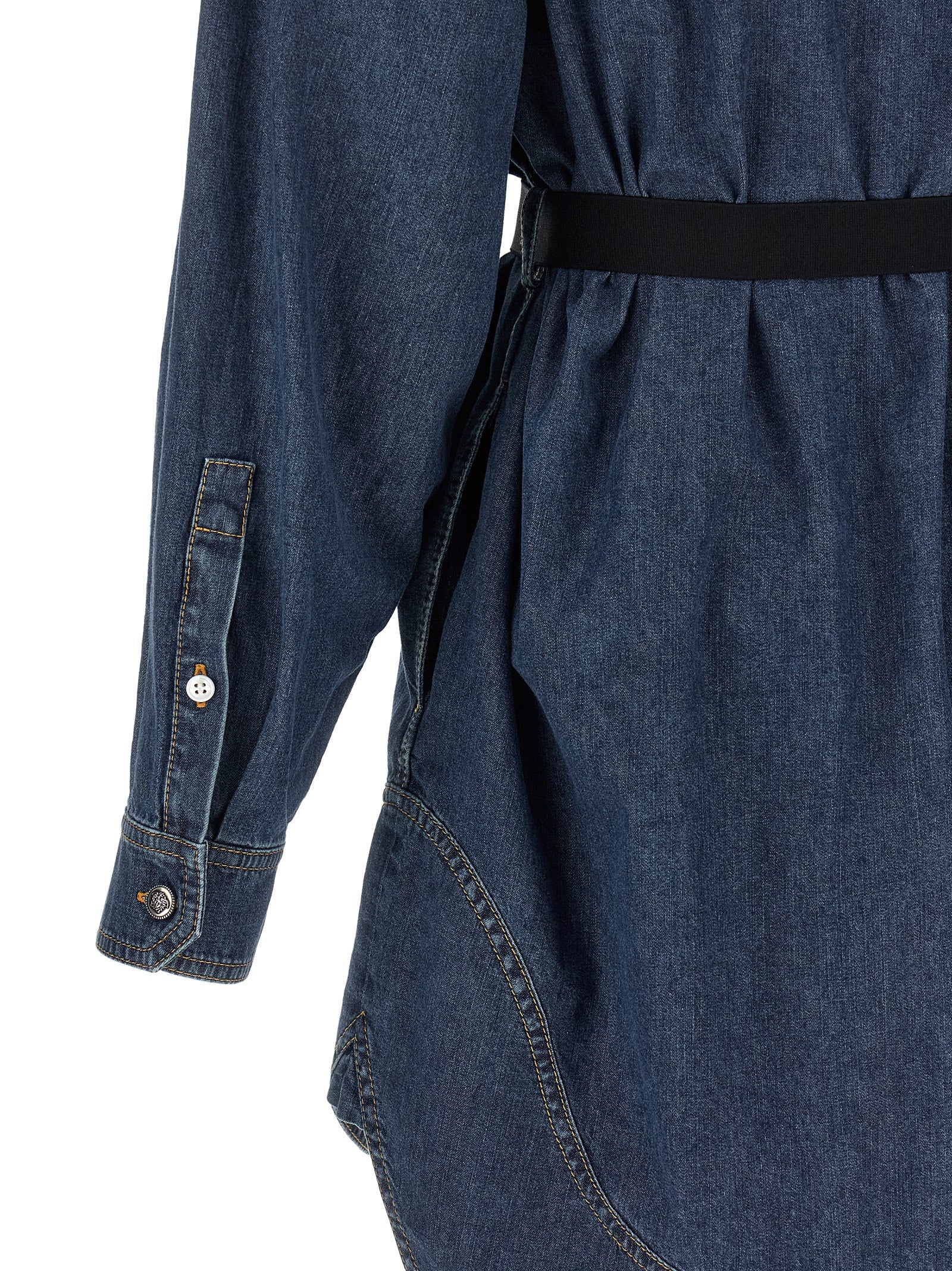 Versace Blue Cotton Short Dress Versace