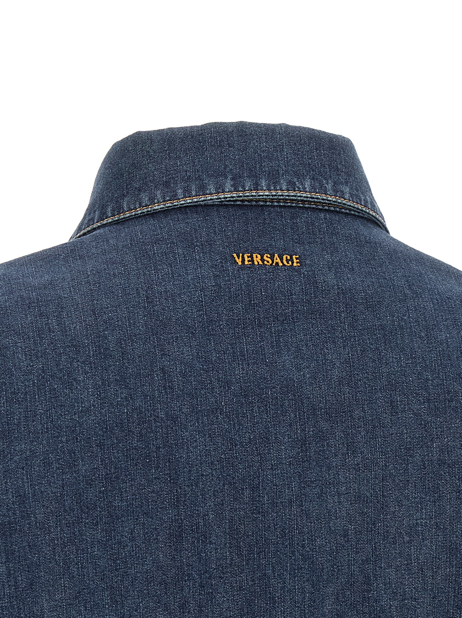 Versace Blue Cotton Short Dress Versace