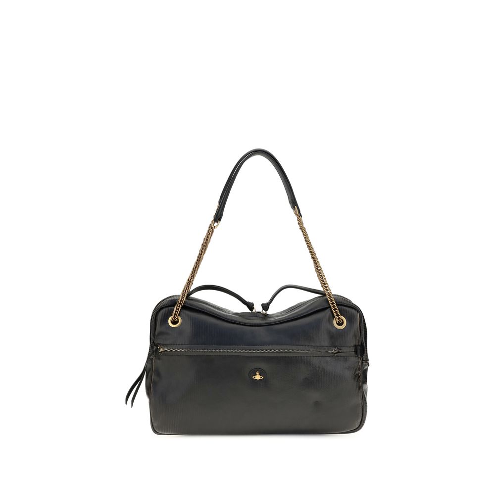 Vivienne Westwood Black Calf Leather Bos Taurus Shoulder Bag Vivienne Westwood