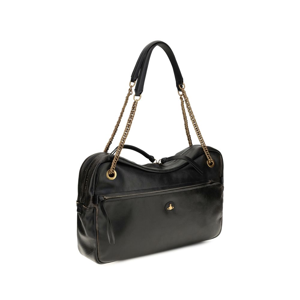 Vivienne Westwood Black Calf Leather Bos Taurus Shoulder Bag Vivienne Westwood
