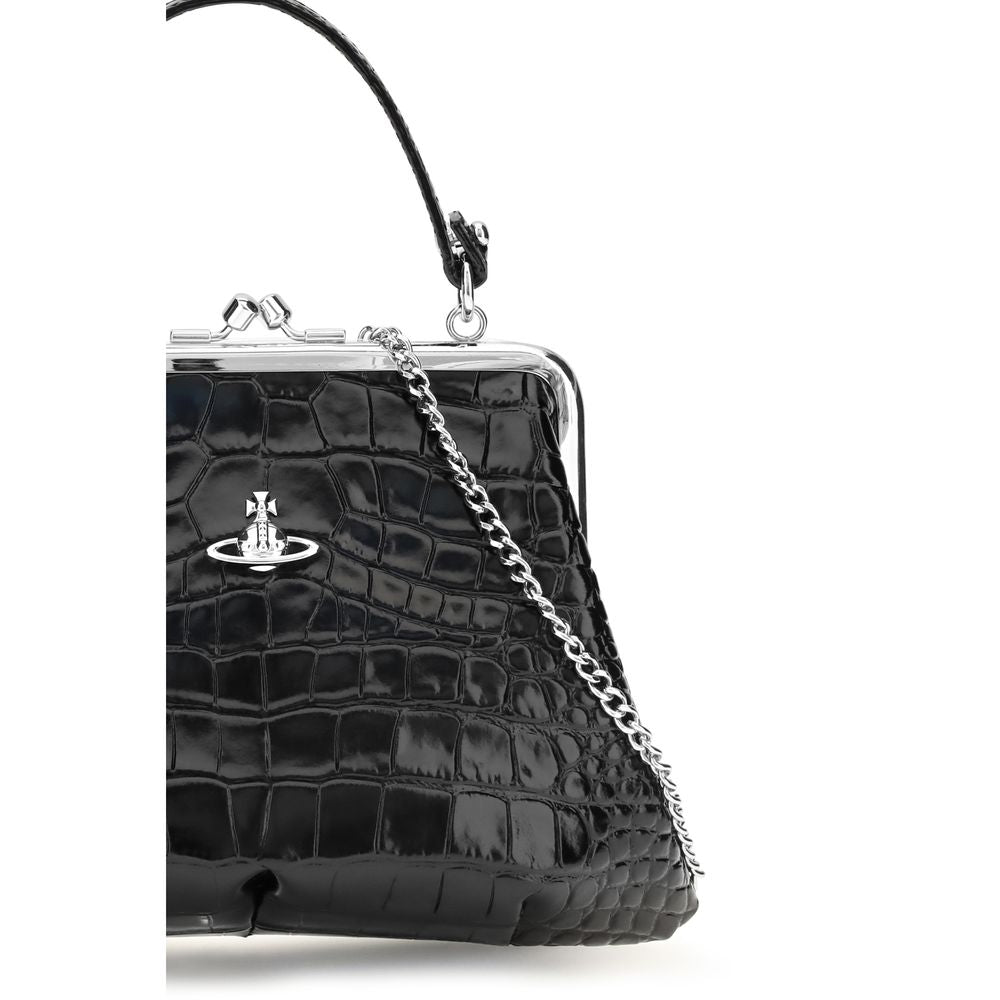 Vivienne Westwood Black Calf Leather Bos Taurus Shoulder Bag Vivienne Westwood