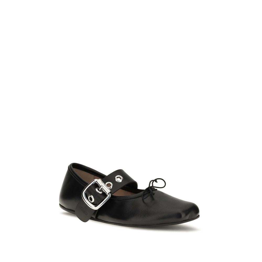 Vivienne Westwood Black Calf Leather Bos Taurus Ballet Flats Vivienne Westwood