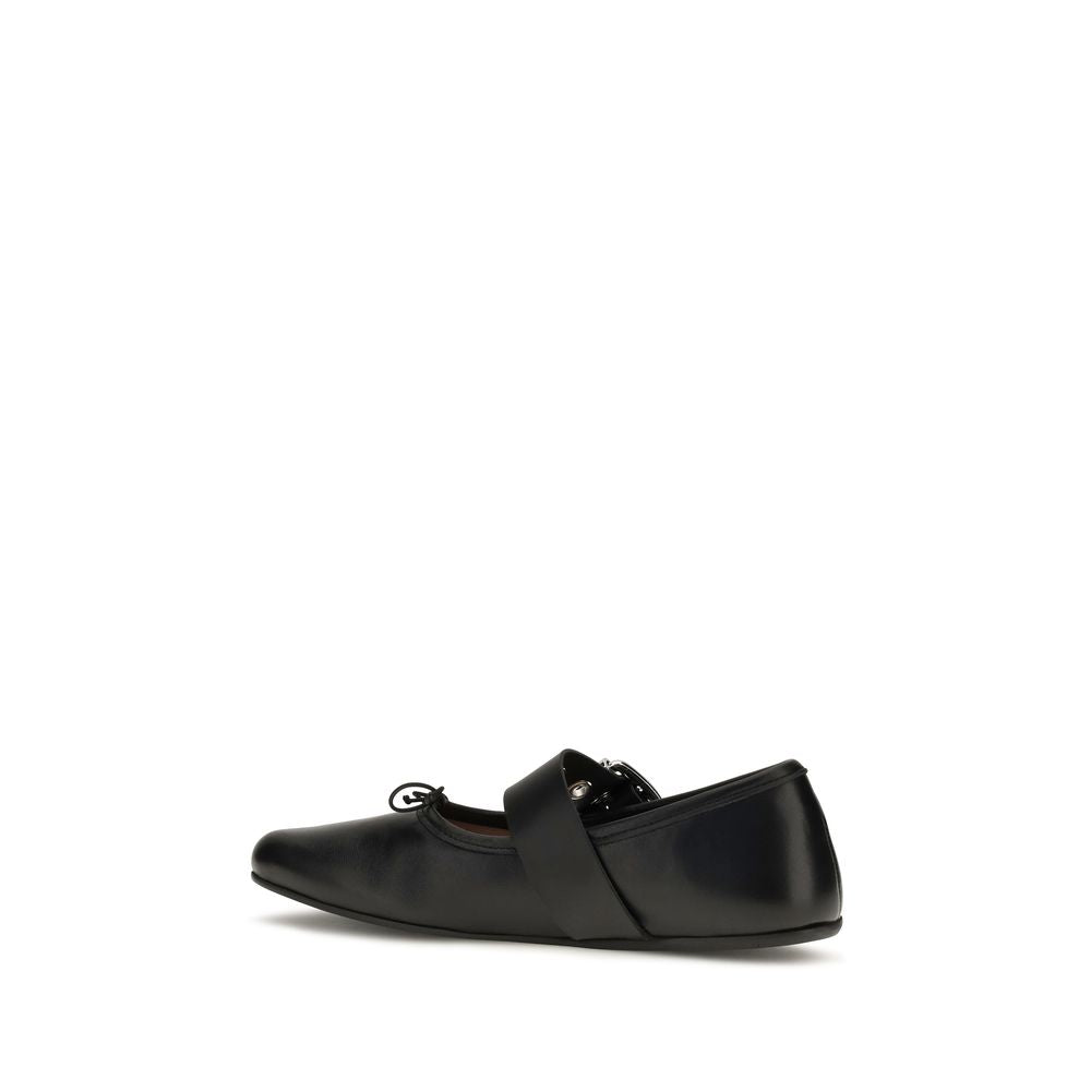 Vivienne Westwood Black Calf Leather Bos Taurus Ballet Flats Vivienne Westwood