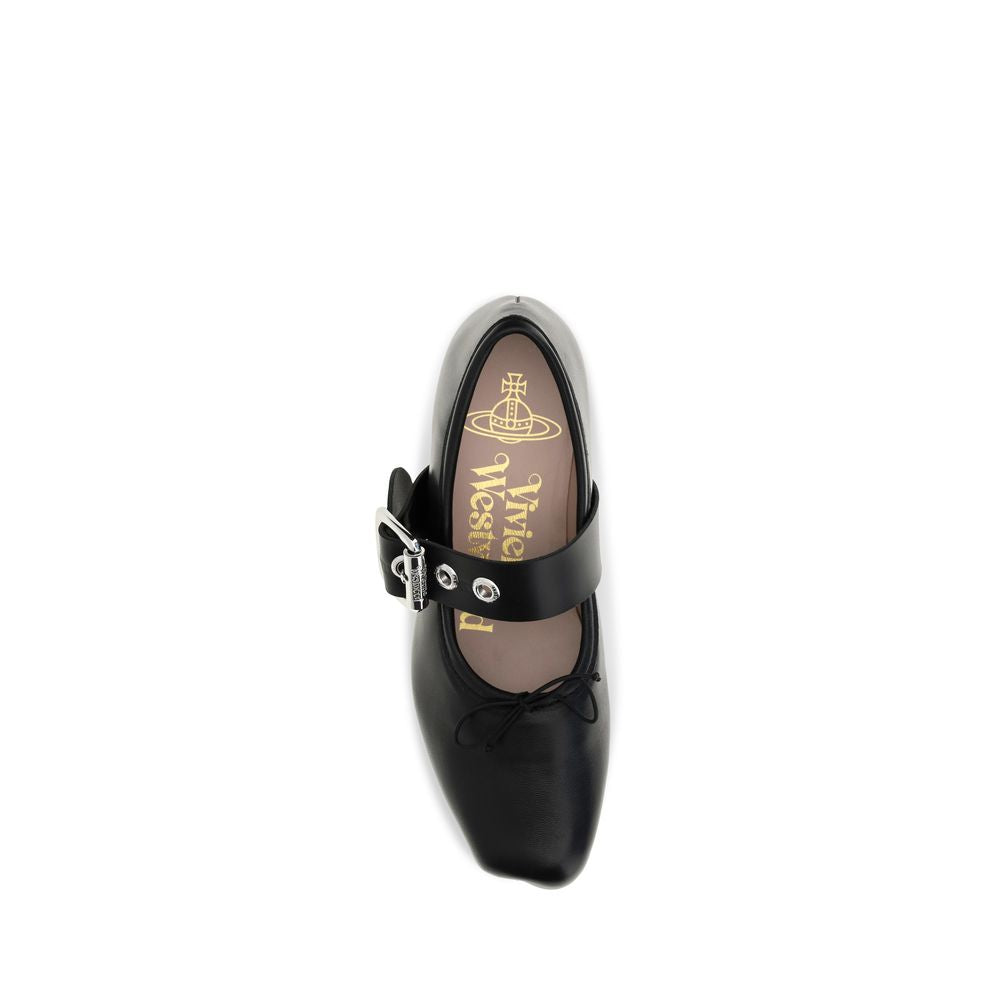 Vivienne Westwood Black Calf Leather Bos Taurus Ballet Flats Vivienne Westwood