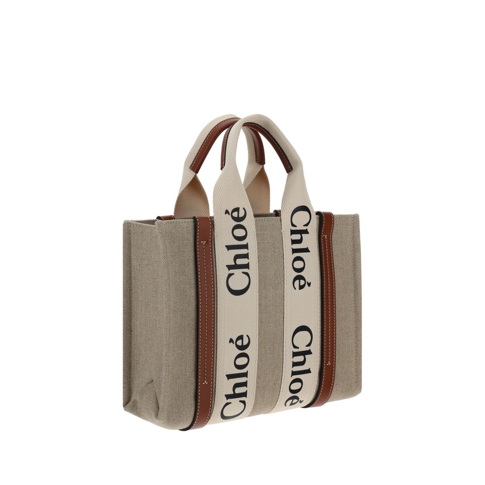 Chloé Brown Linen Handbag Chloé