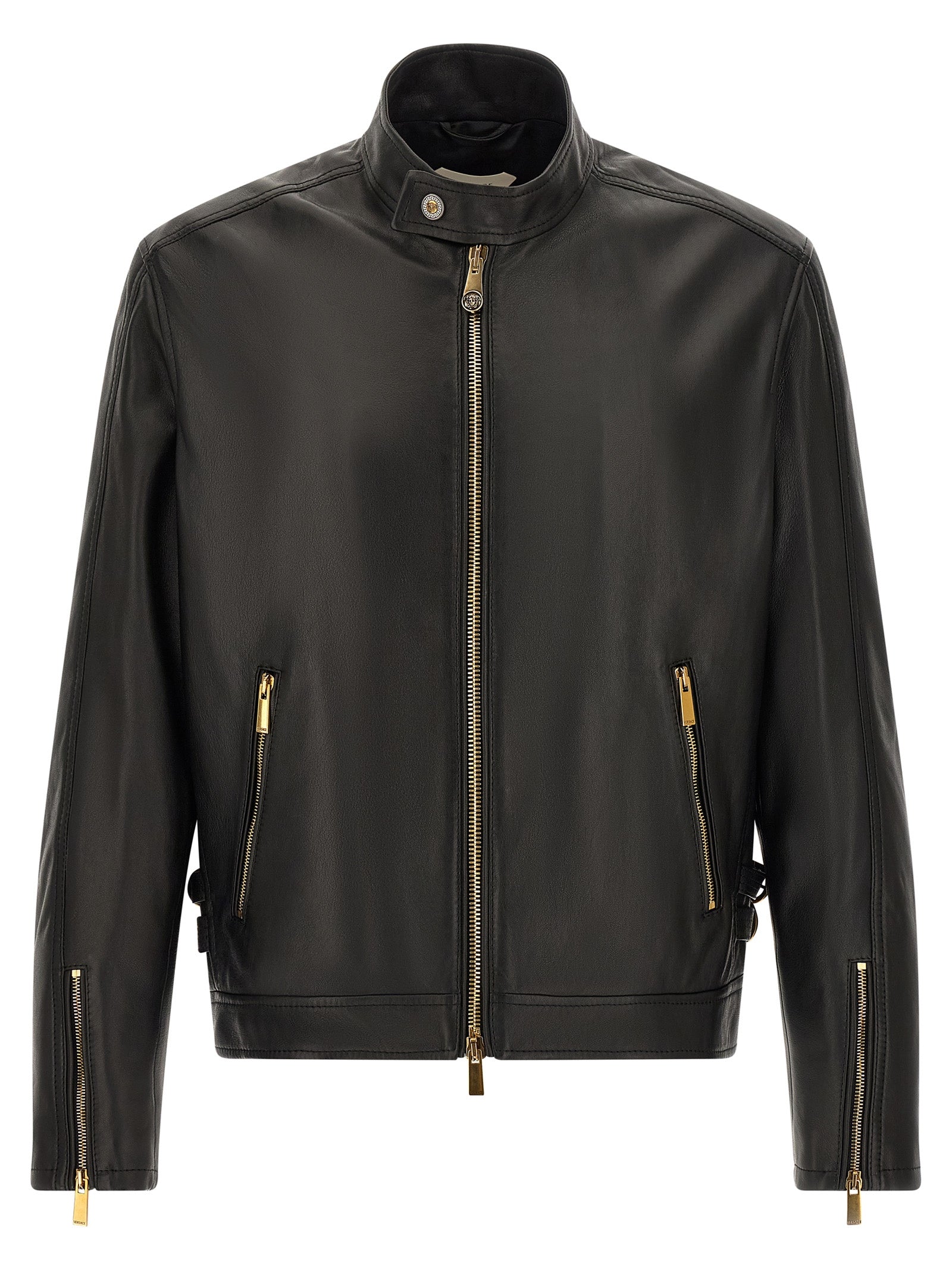 Versace Black Lamb Leather Leather Jacket Versace