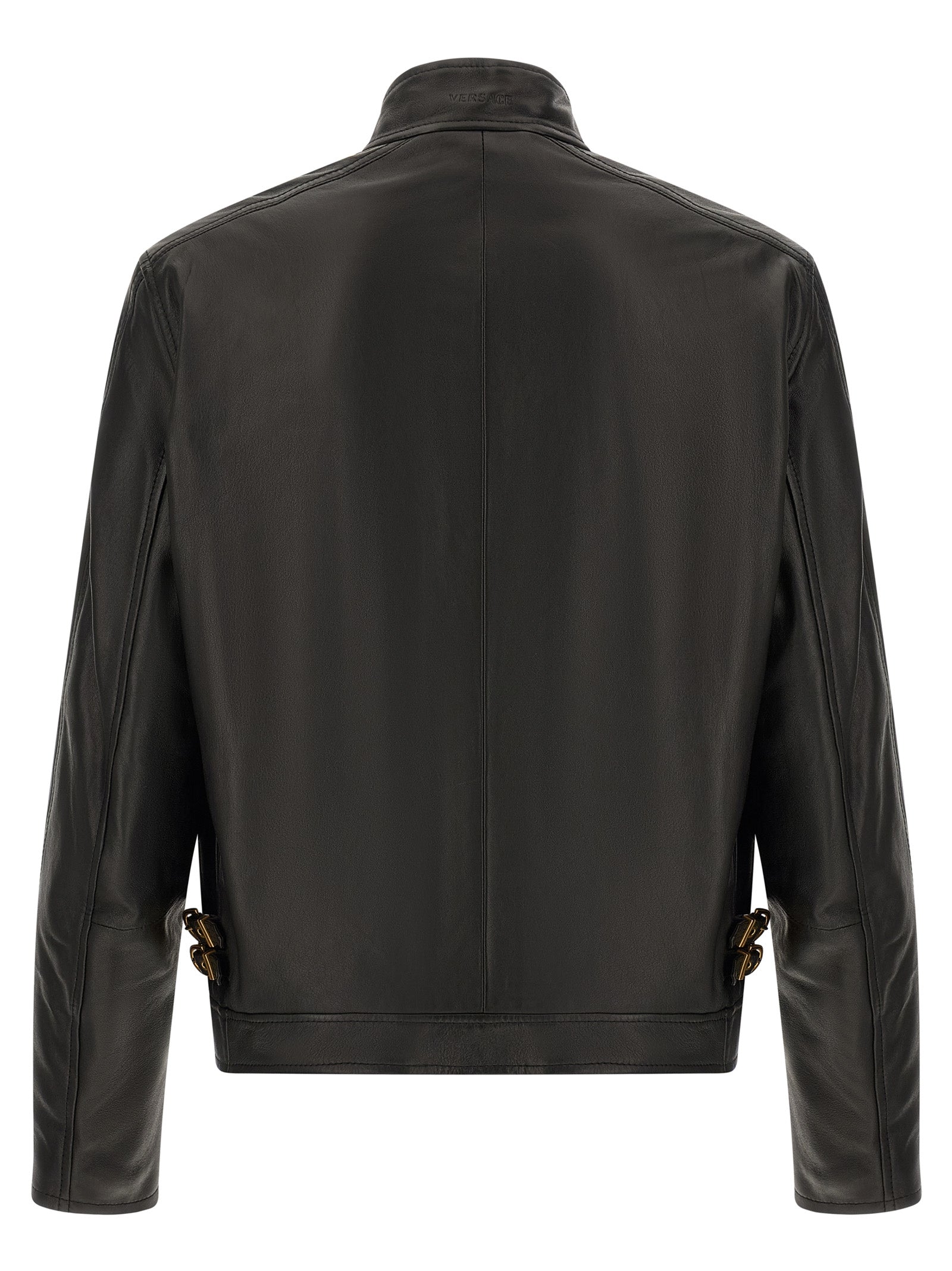 Versace Black Lamb Leather Leather Jacket Versace
