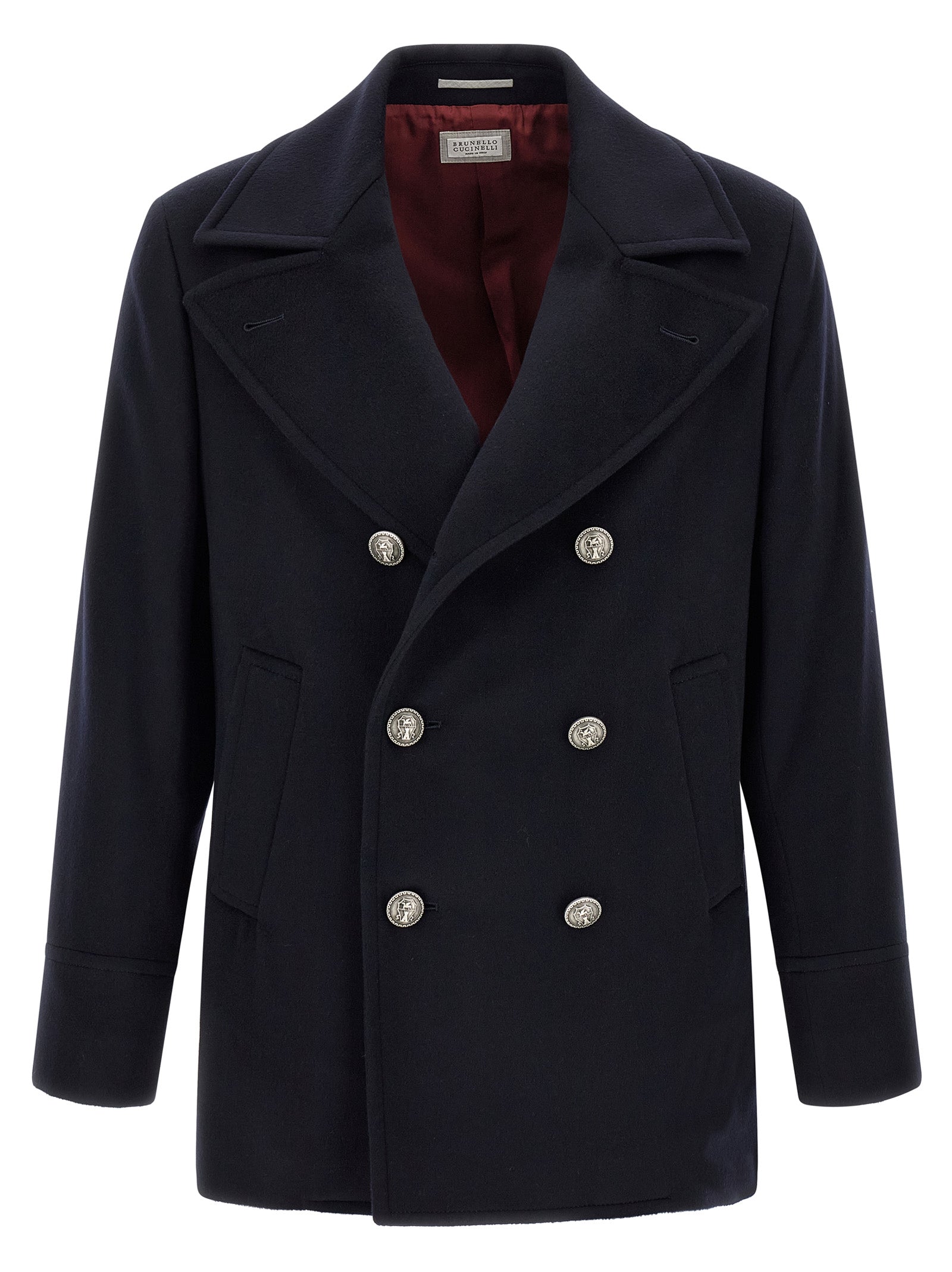 Brunello Cucinelli Blue Virgin Wool Coat Brunello Cucinelli