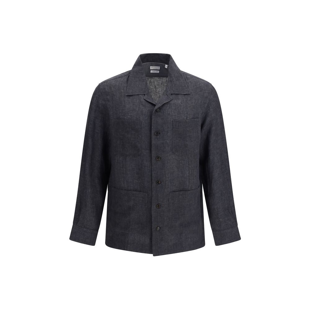 Brunello Cucinelli Gray Linen Dress Shirt Brunello Cucinelli