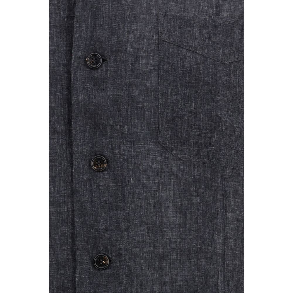 Brunello Cucinelli Gray Linen Dress Shirt Brunello Cucinelli