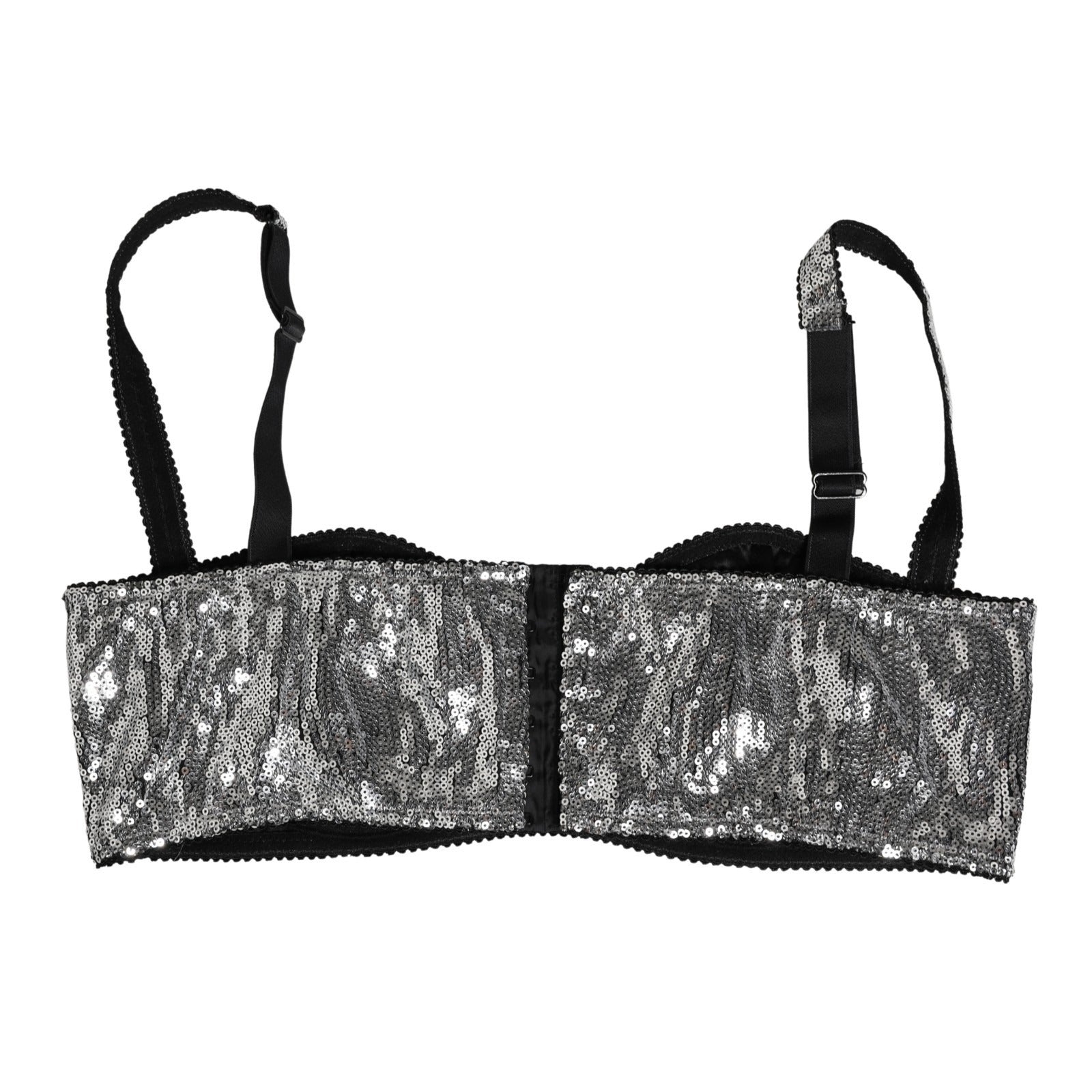Dolce & Gabbana Silver Sequined Nyon Balconnet Bra Underwear Dolce & Gabbana