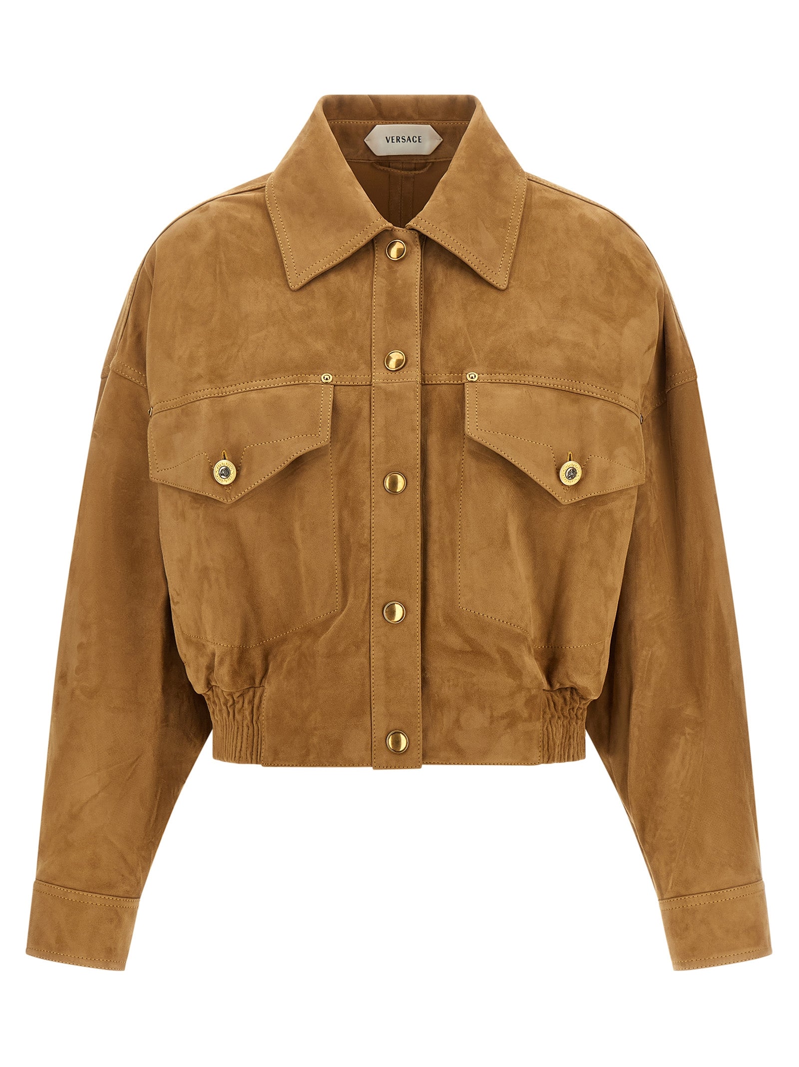 Versace Brown Lamb Leather Leather Jacket Versace
