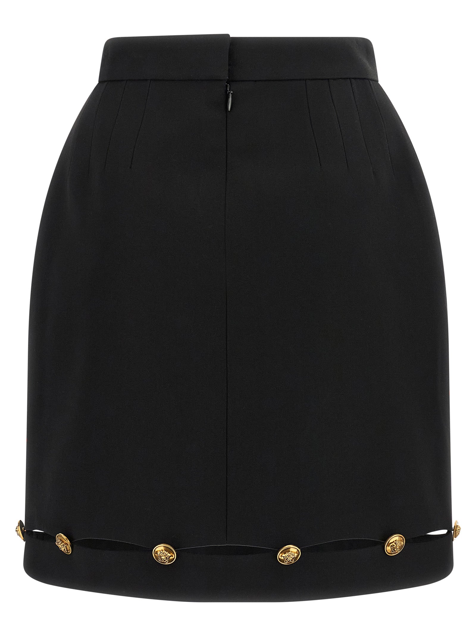 Versace Black Virgin Wool Long Skirt Versace