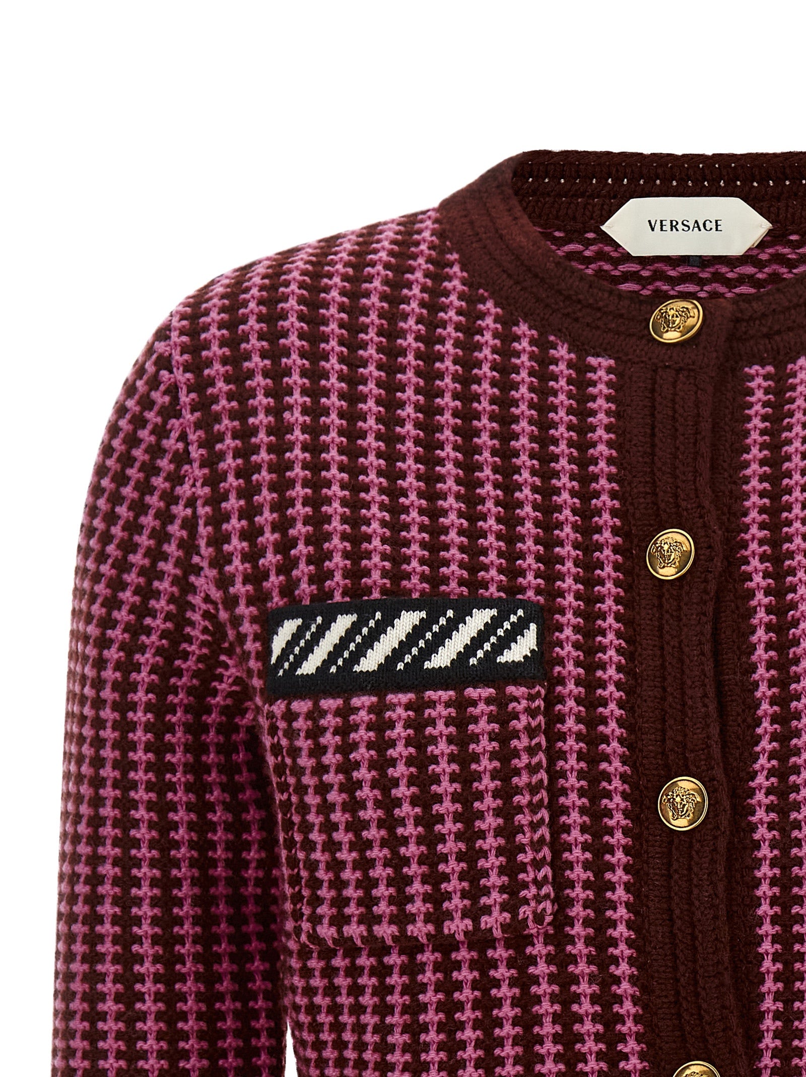 Versace Multicolor Virgin Wool Cardigan Versace