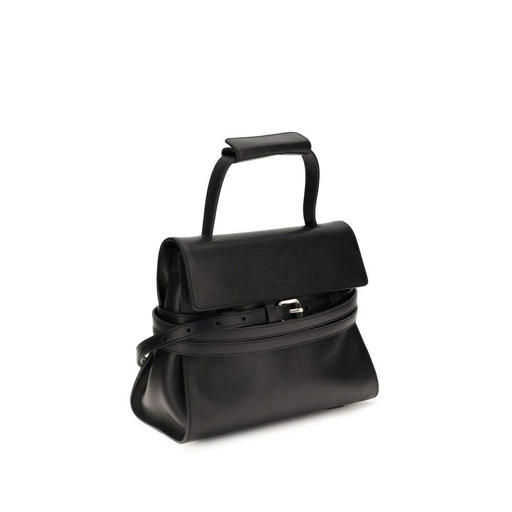 Moschino Black Calf Leather Bos Taurus Shoulder Bag Moschino
