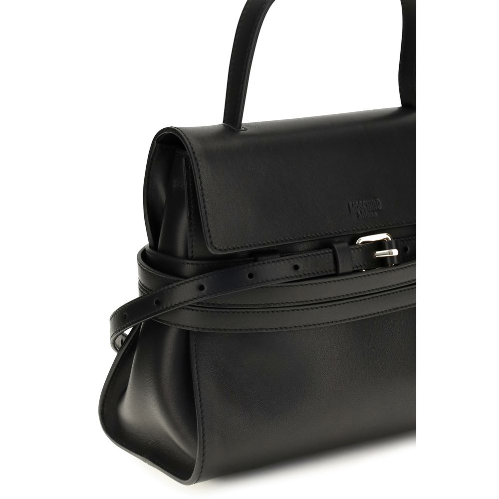 Moschino Black Calf Leather Bos Taurus Shoulder Bag Moschino