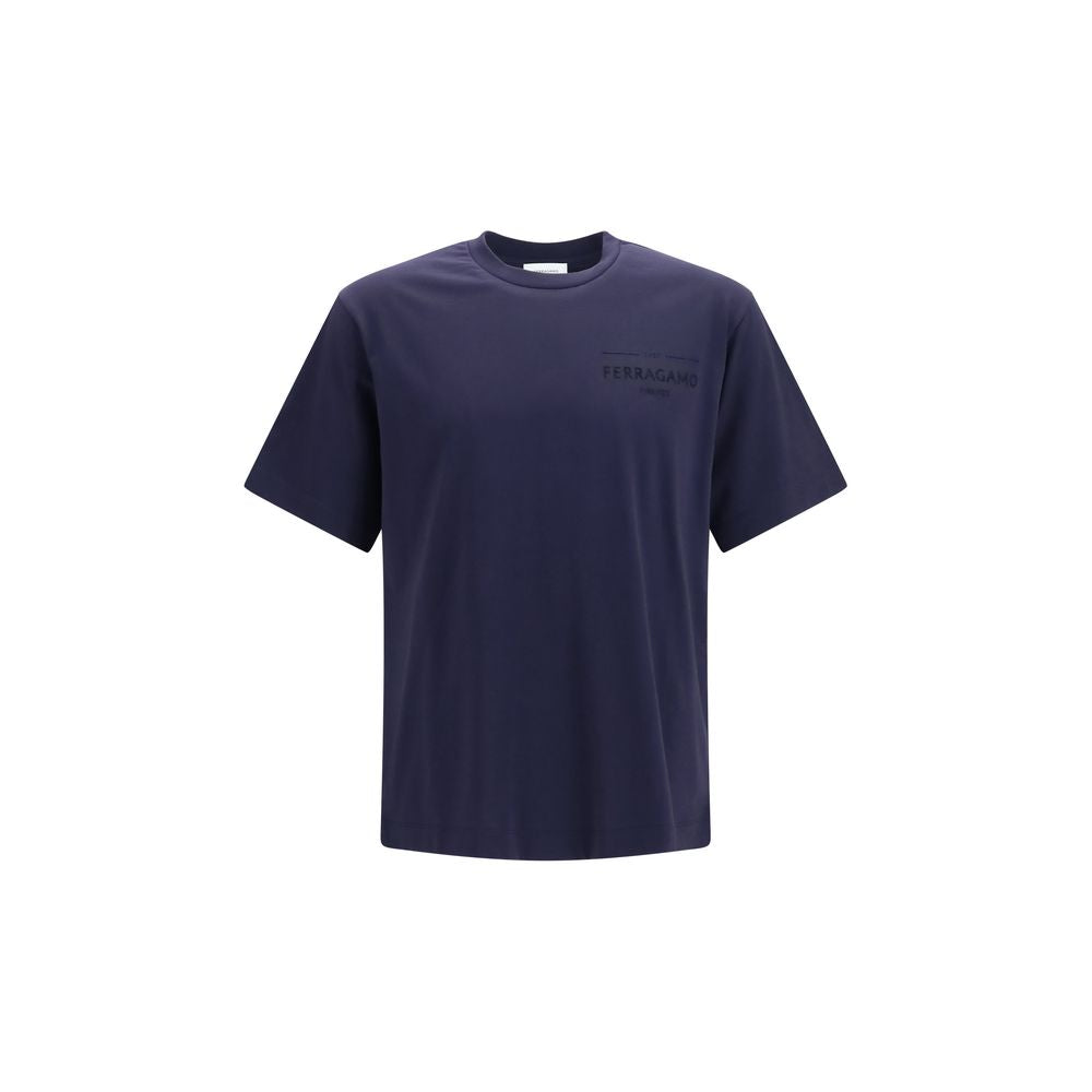 Ferragamo Blue Cotton T-Shirt Ferragamo