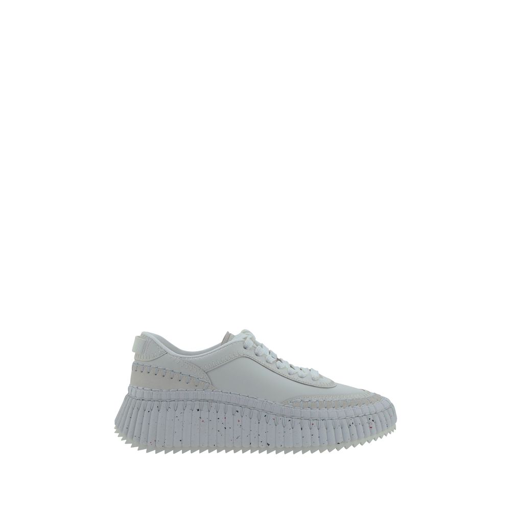 Chloé White Calf Leather Bos Taurus Platform Sneakers Chloé