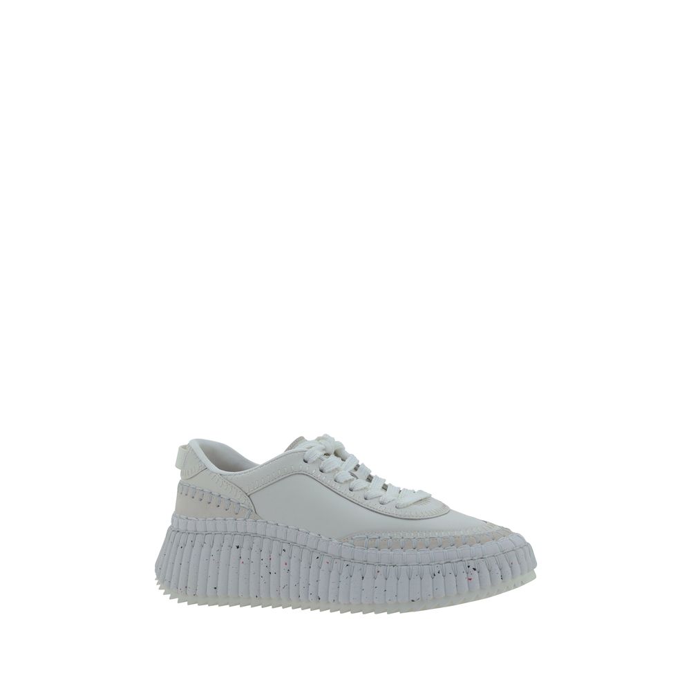 Chloé White Calf Leather Bos Taurus Platform Sneakers Chloé