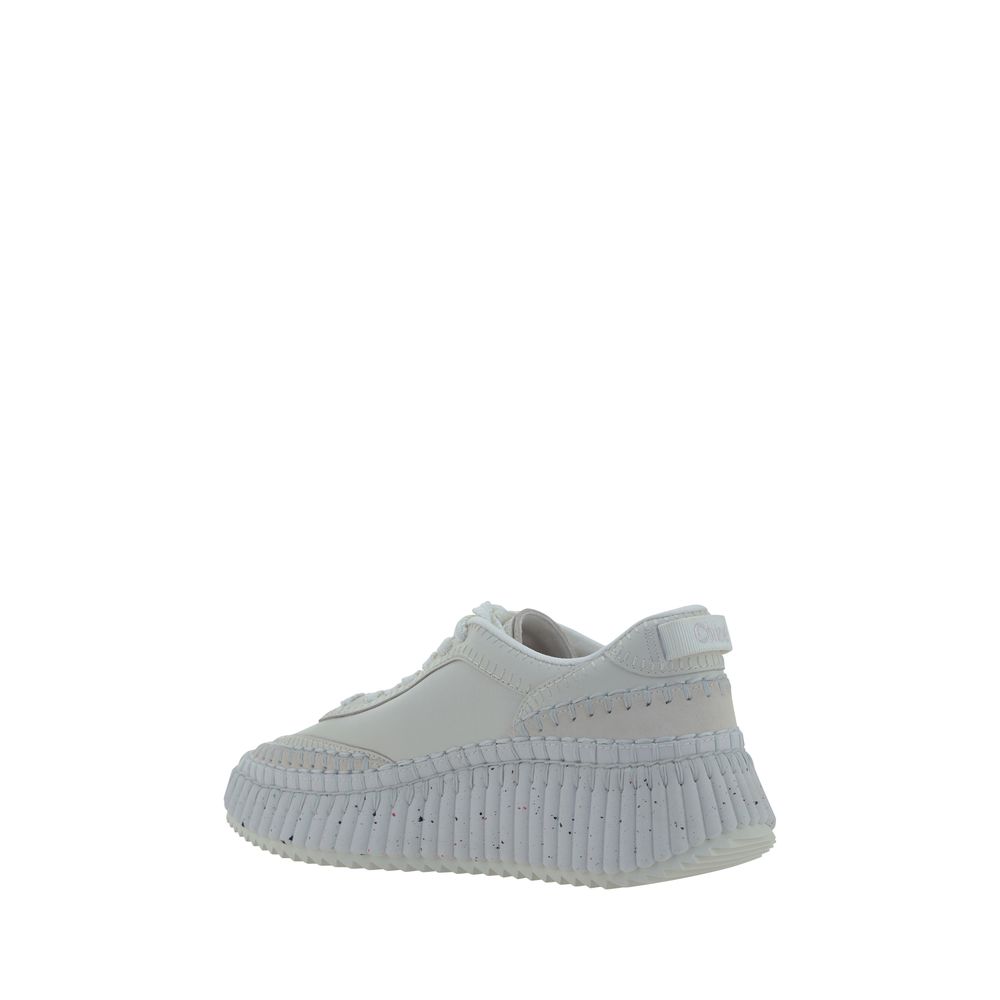 Chloé White Calf Leather Bos Taurus Platform Sneakers Chloé