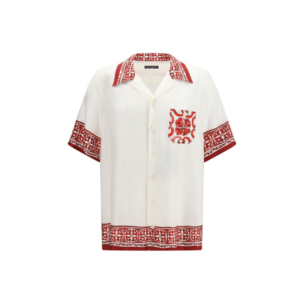 Dolce & Gabbana White Silk Pattern Shirt Dolce & Gabbana