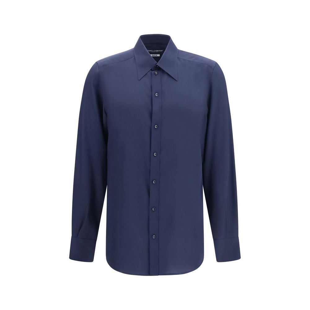 Dolce & Gabbana Blue Silk Dress Shirt Dolce & Gabbana