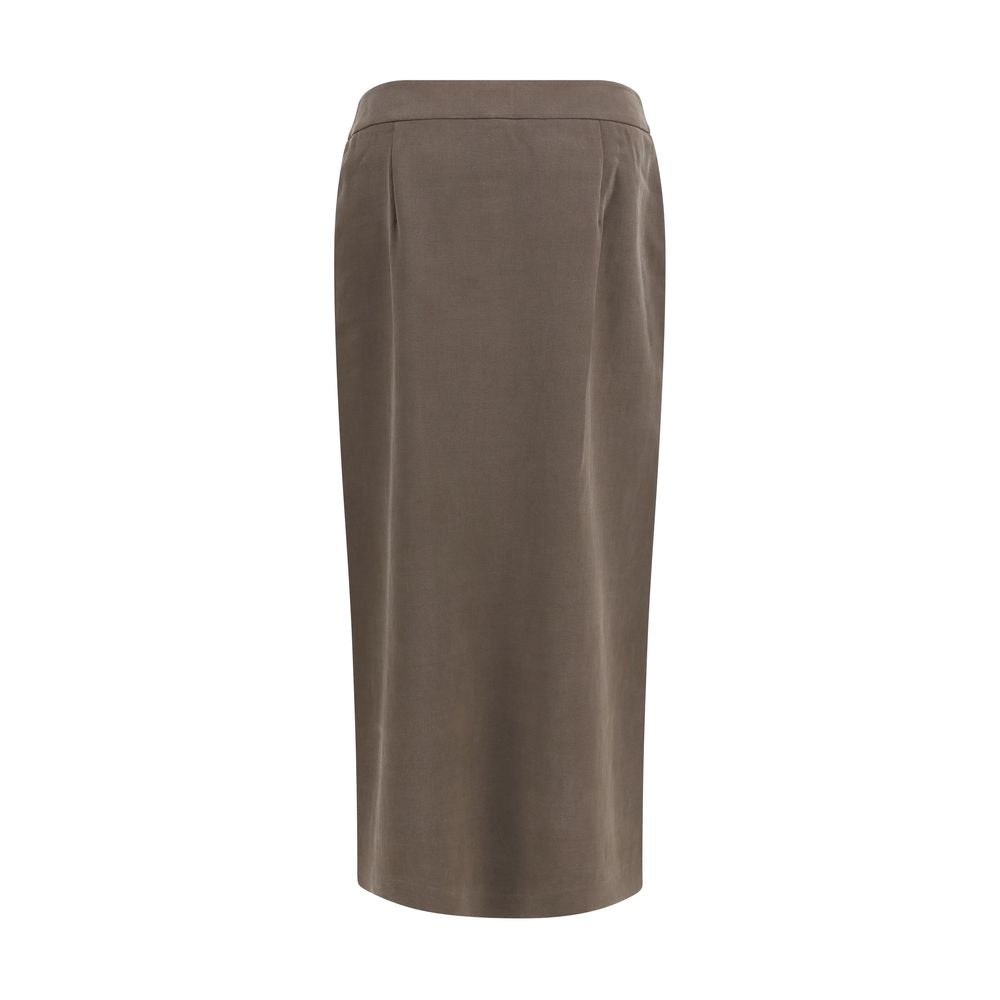 Giorgio Armani Brown Silk Long Skirt Giorgio Armani