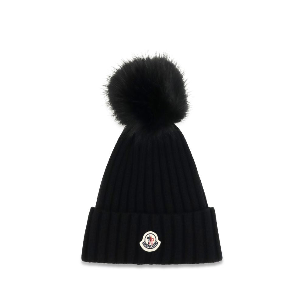 Moncler Black Wool Oves Aries Beanie Moncler