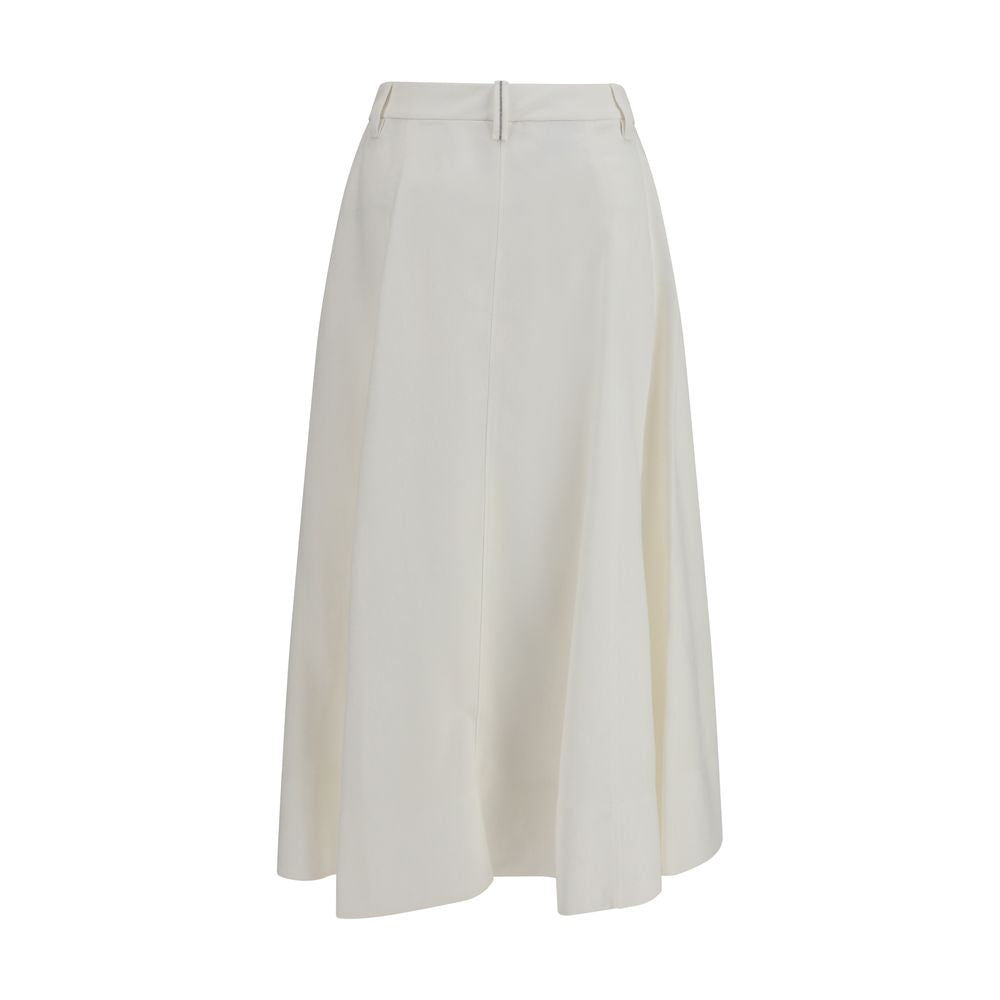 Brunello Cucinelli White Viscose Long Skirt Brunello Cucinelli