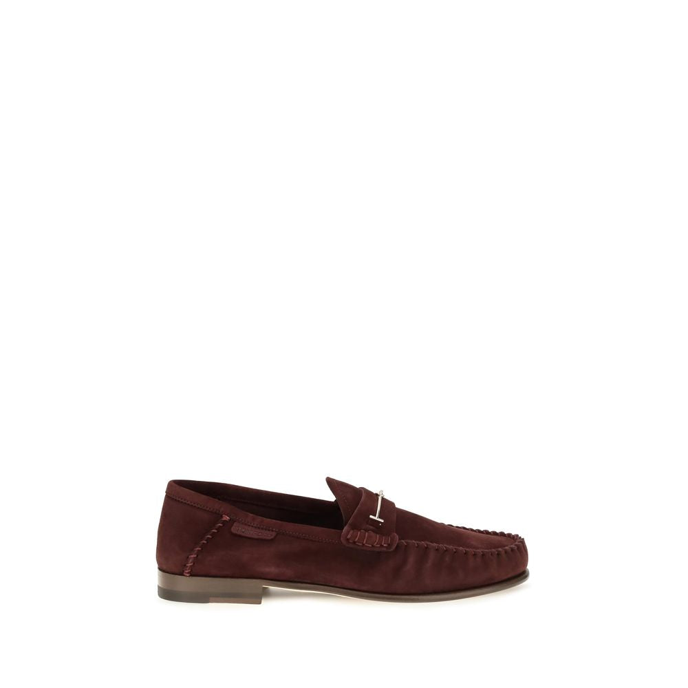Tom Ford Bordeaux Calf Leather Bos Taurus Slip-On Loafers Tom Ford