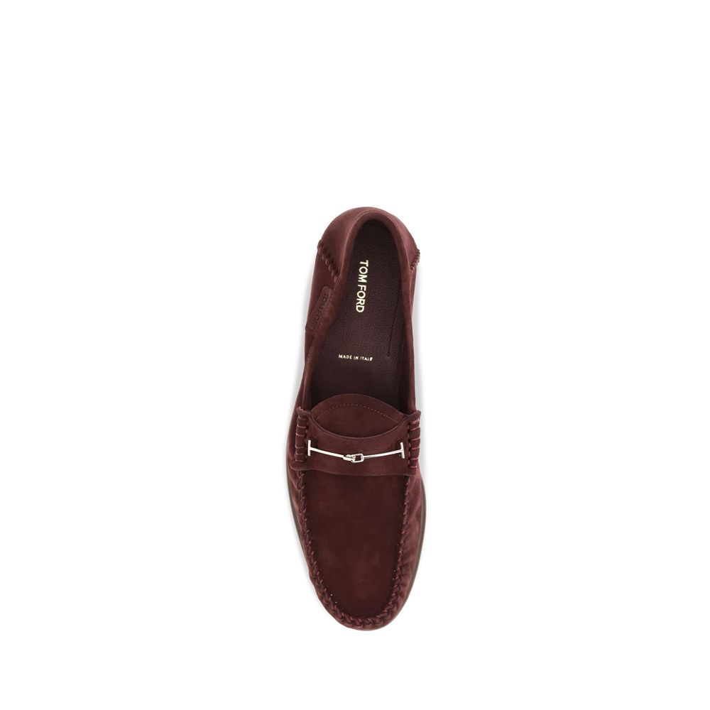 Tom Ford Bordeaux Calf Leather Bos Taurus Slip-On Loafers Tom Ford