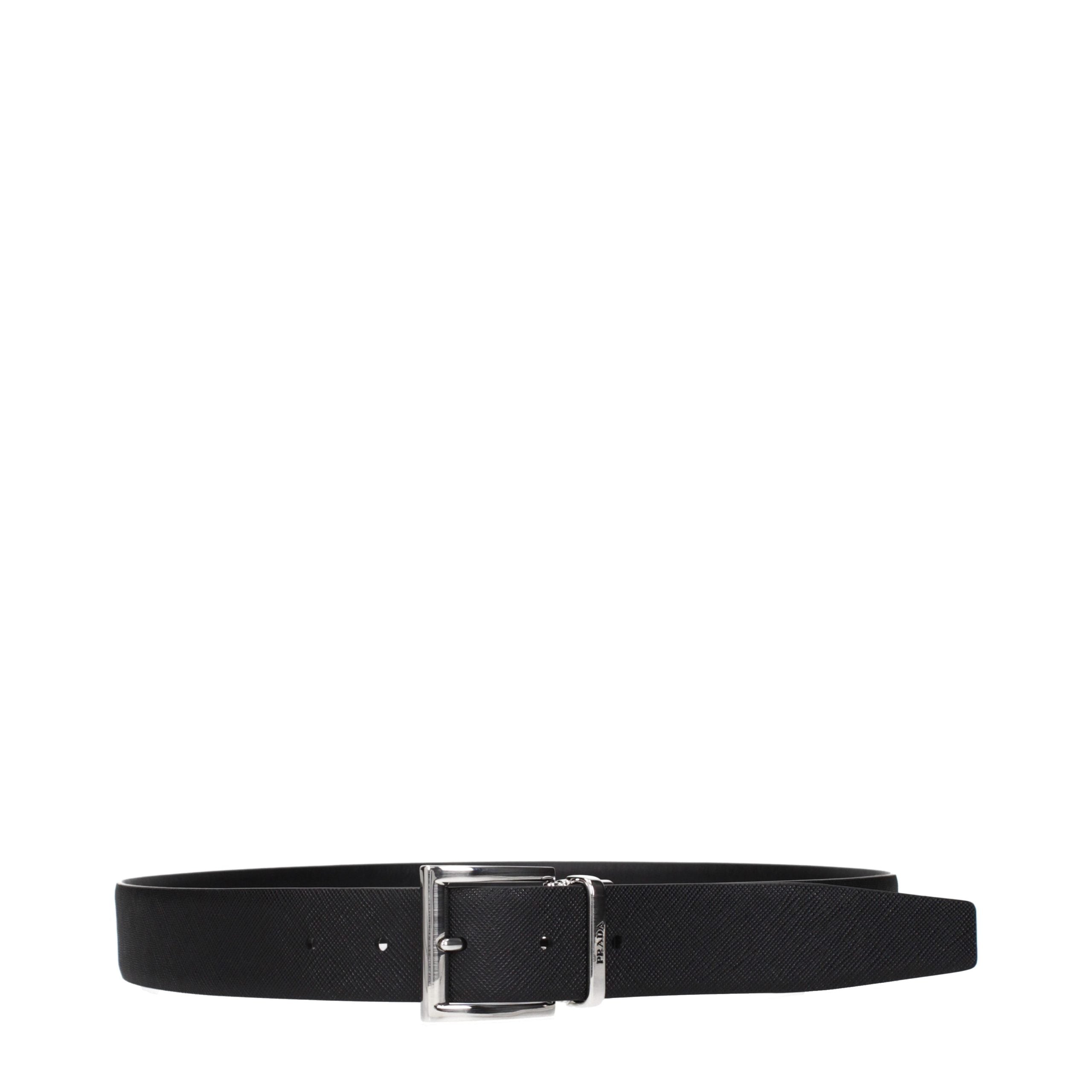 Prada Black Leather Regular Belt Prada