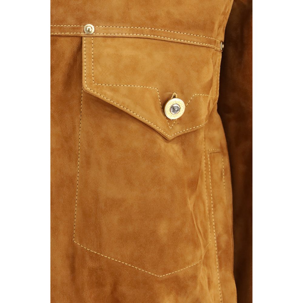 Versace Brown Lamb Ovis Aries Aries Leather Jacket Versace