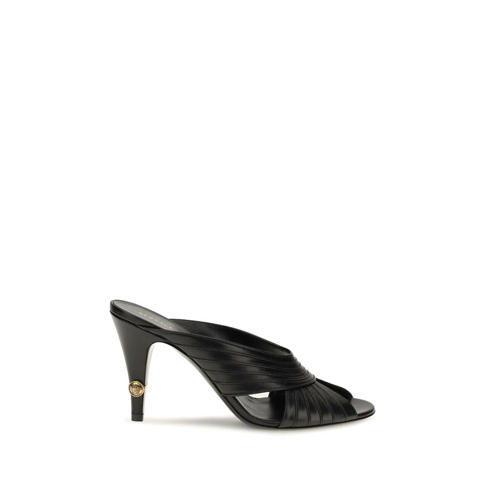Versace Black Lamb Ovis Aries Aries Mules Versace
